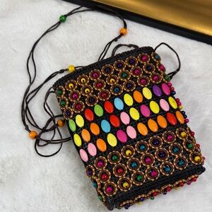 Colorful Beaded Crossbody Bag - Multicolor